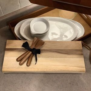 Hearth and Hand with Magnolia Wooden Board and Cheese Spread Utensils Set